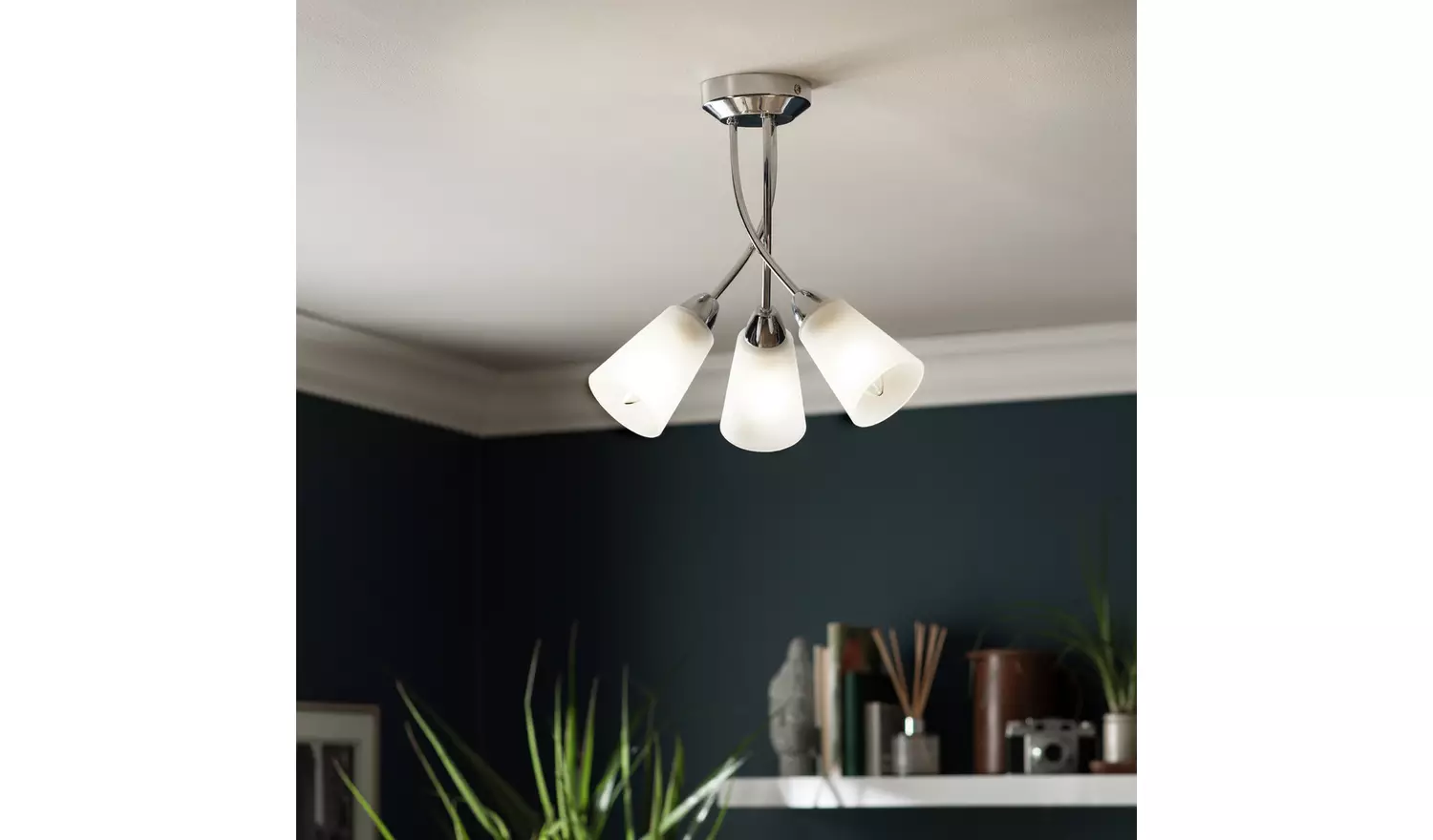 Argos Home Parton 3 Light Flush to Ceiling Light - Chrome