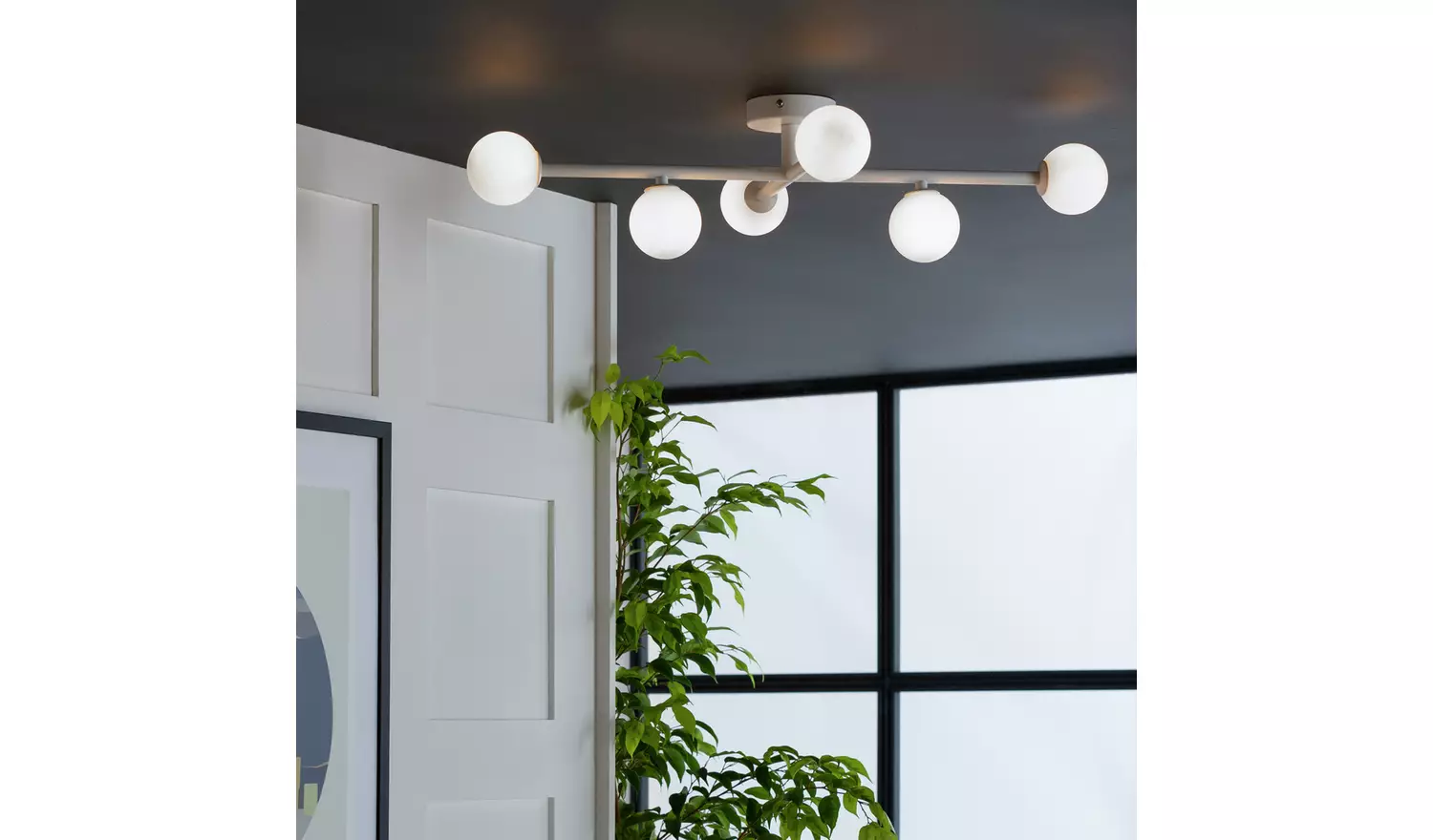 Habitat Alonso 6 Light Bathroom Flush Ceiling Light - White