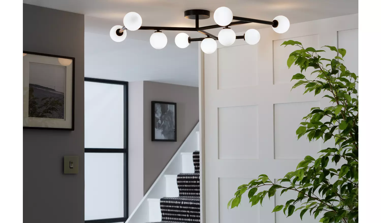 Habitat Alonso 9 Light Flush to Ceiling Light -Black & White