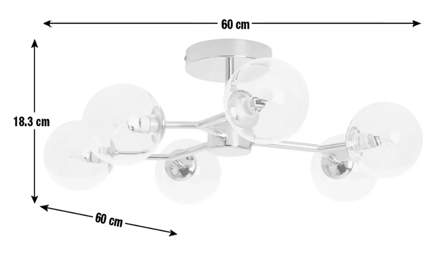 Habitat Molecular 6 Light Metal Flush Ceiling Light - Brass