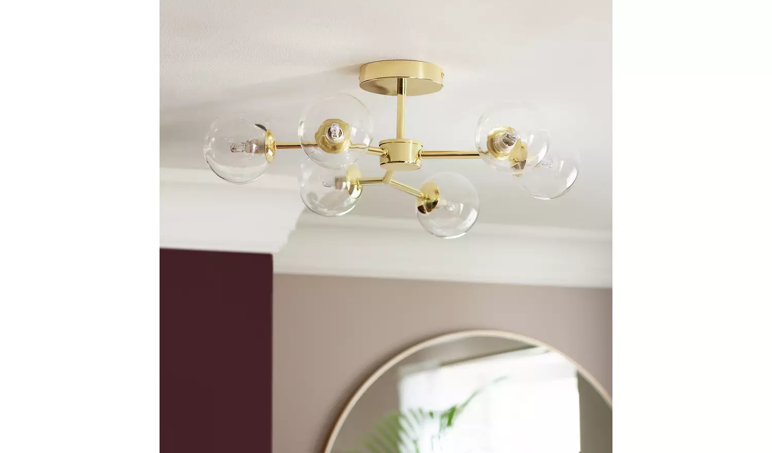 Habitat Molecular 6 Light Metal Flush Ceiling Light - Brass