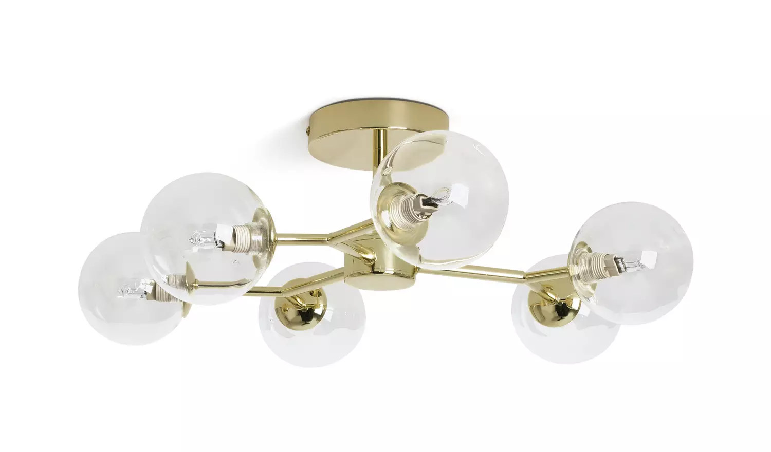 Habitat Molecular 6 Light Metal Flush Ceiling Light - Brass