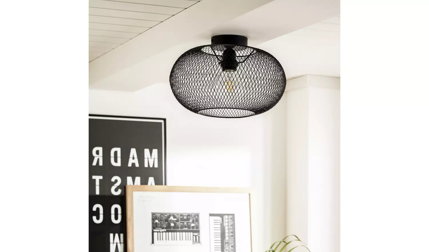 Habitat Tumba Mesh Flush to Ceiling Light - Black