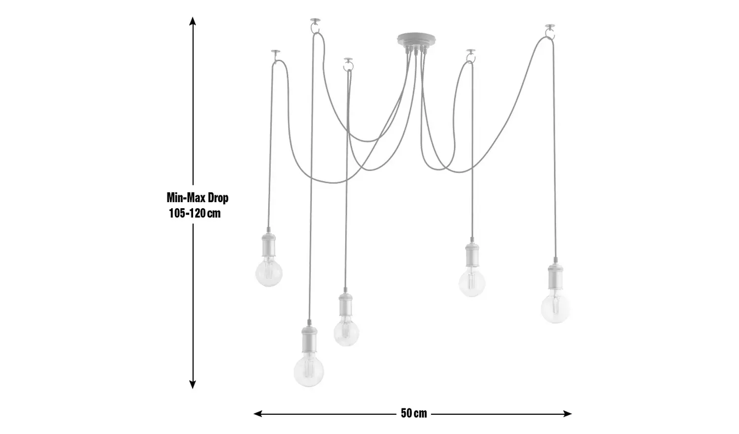 Habitat Nyos Spider 5 Light Chandelier - Black & Brass