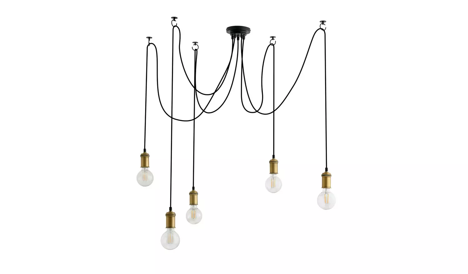 Habitat Nyos Spider 5 Light Chandelier - Black & Brass