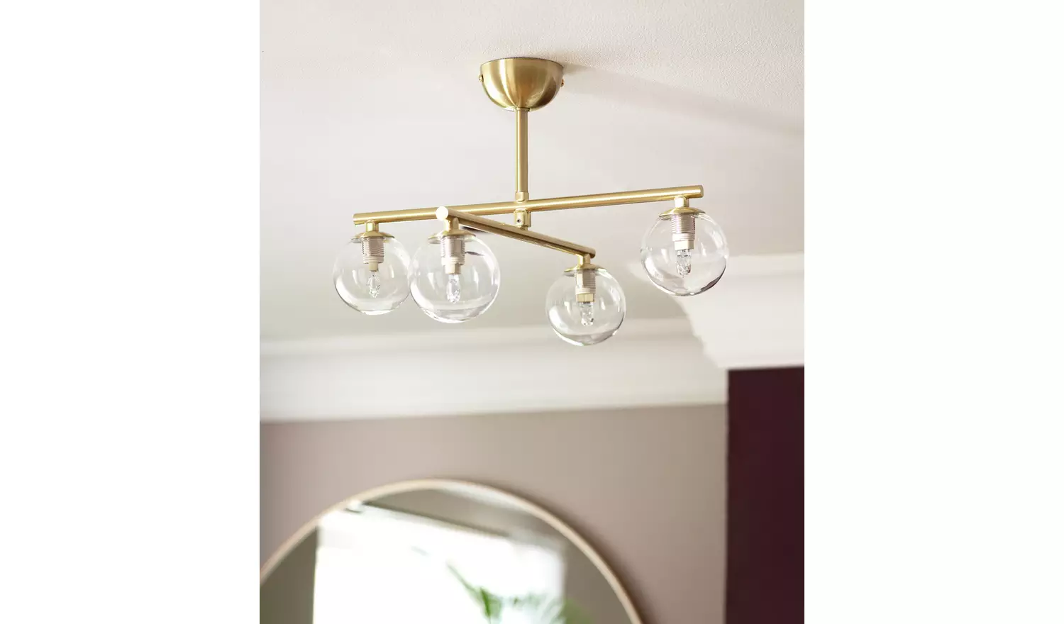Habitat Chuck 4 Light Flush to Ceiling Light - Brushed Brass