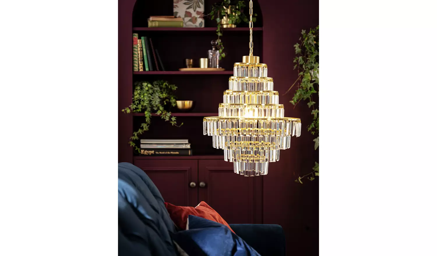 Argos Home Presley Glass 8 Tier Chandelier - Brass