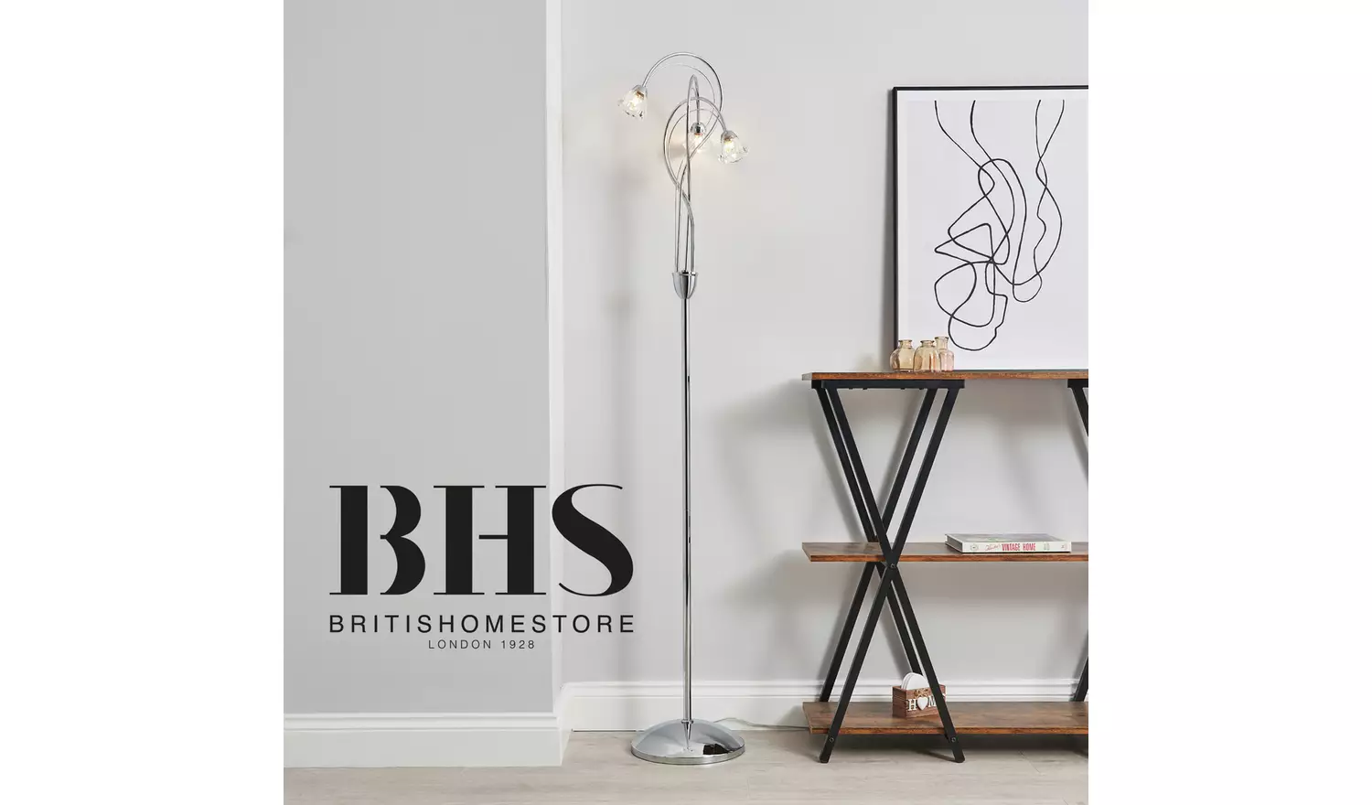BHS Sagitarius 3 Light Floor Lamp - Silver