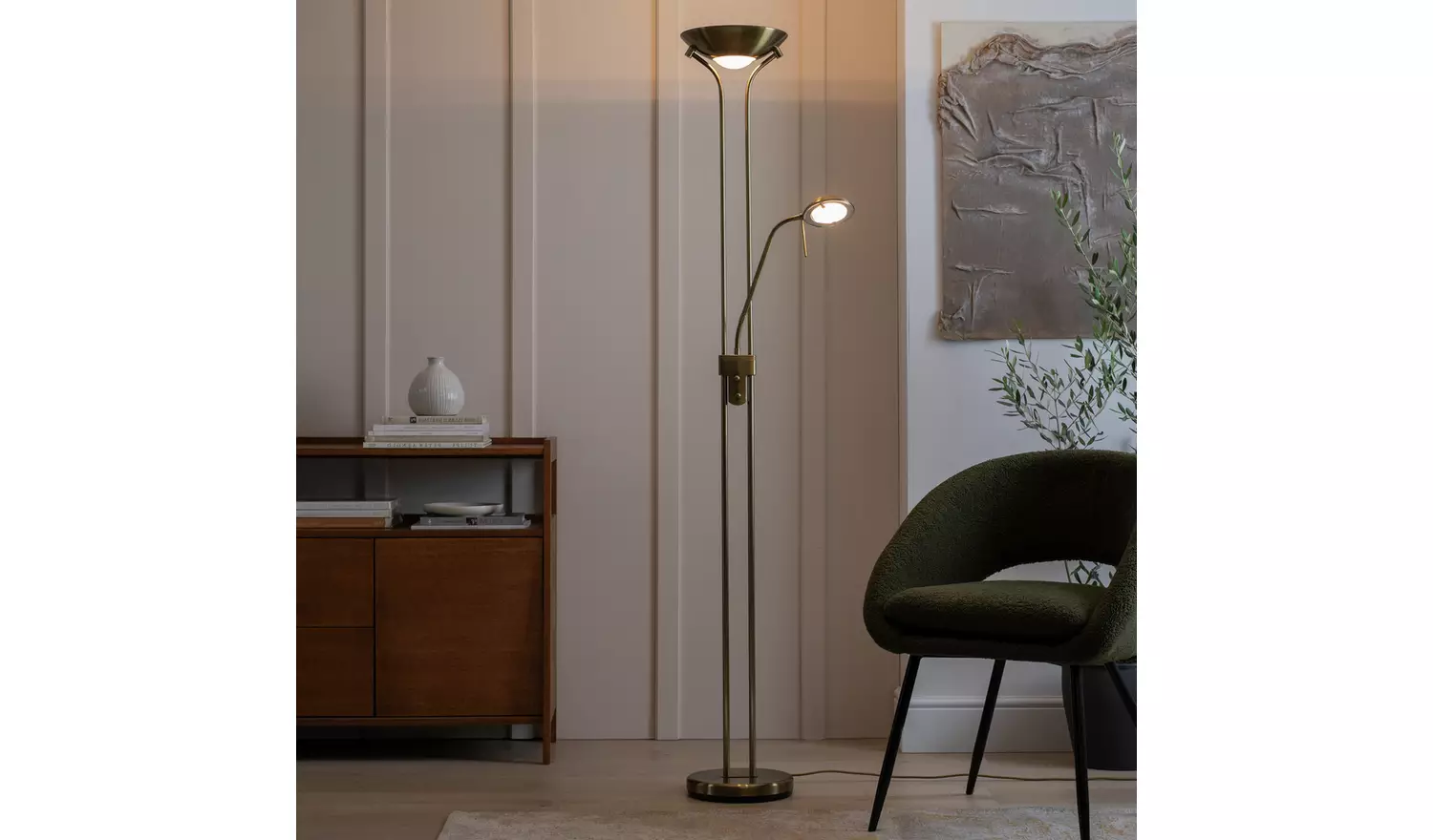 Argos Home Father&Child Uplighter Floor Lamp - Antique Brass