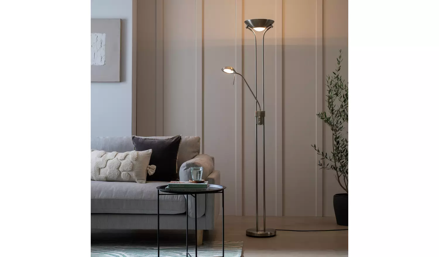 Argos Home Father & Child Uplighter Floor Lamp - Chrome