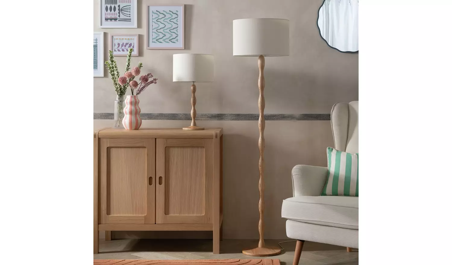 Habitat Bobbin Ash Wood Stick Floor Lamp - Natural