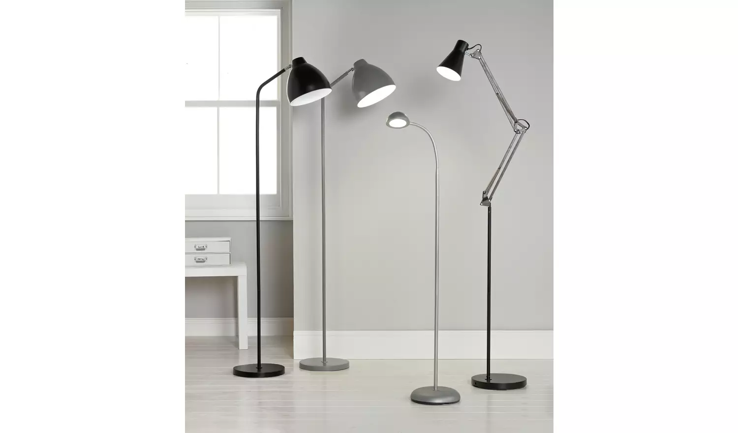 Argos Home Reading Light Floor Lamp - Silver