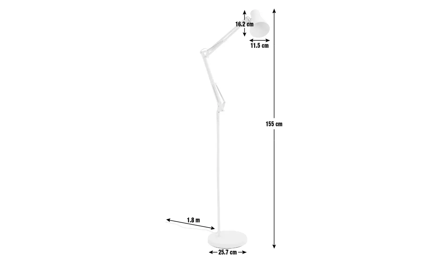 Habitat Swing Arm Floor Lamp - White
