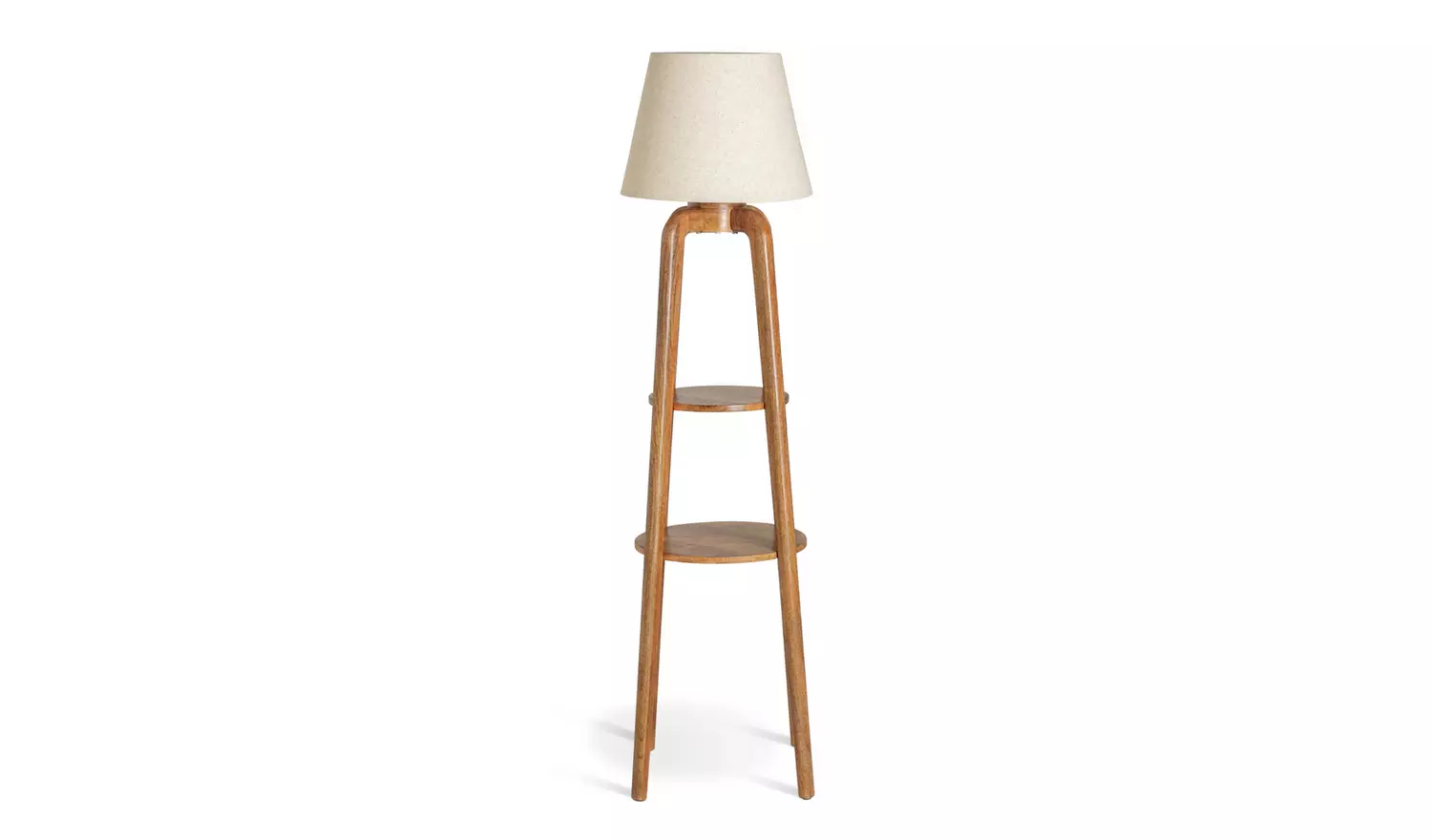 Habitat Mango Wood Shelved Floor Lamp - Natural