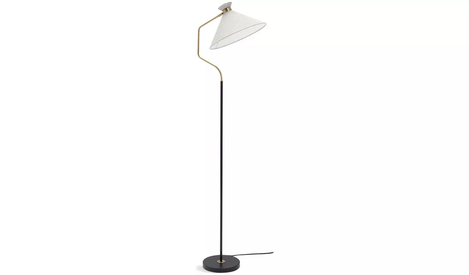 Habitat Bent Shaded Floor Lamp - Black & Gold