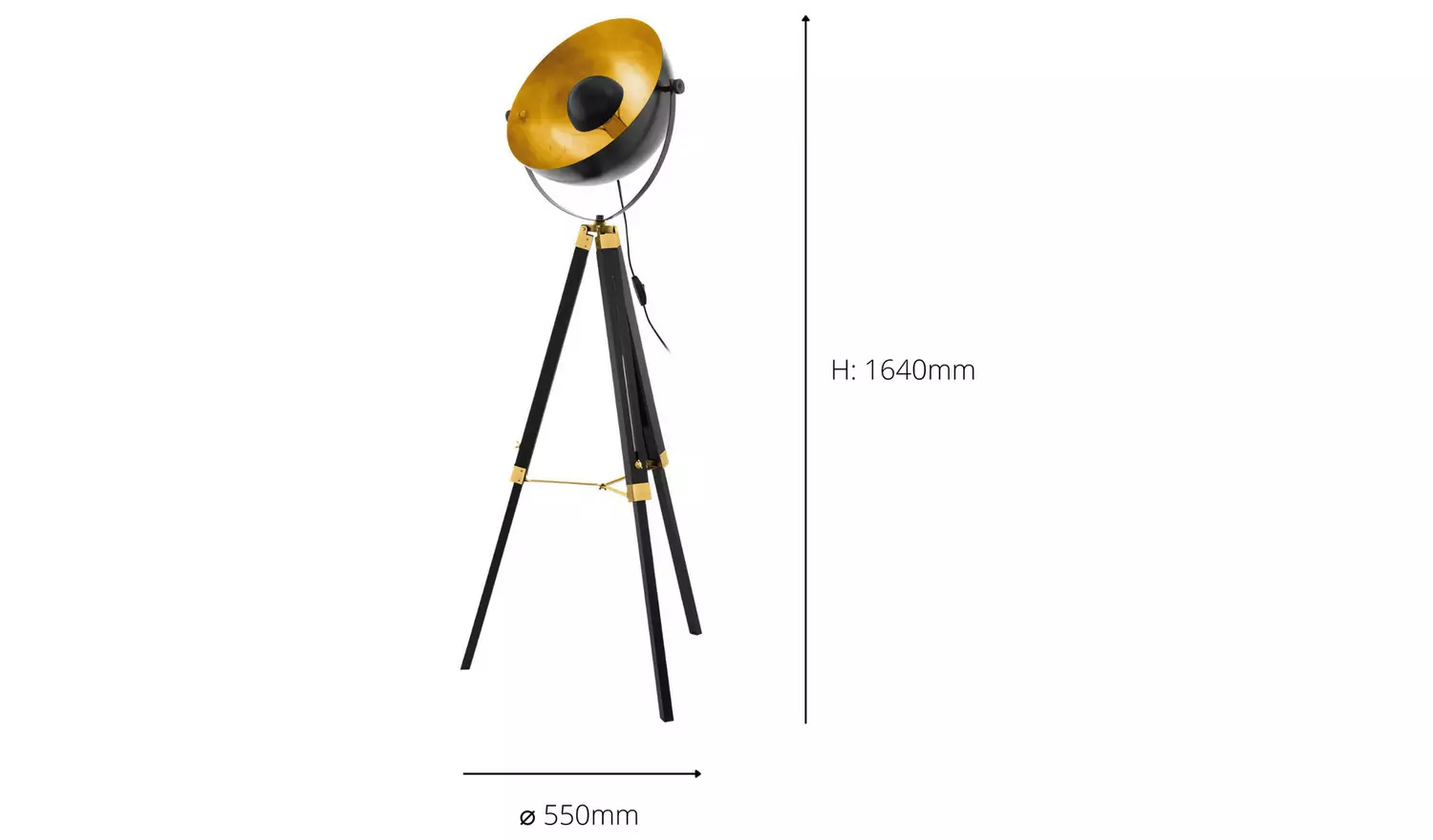 EGLO Covaleda Tripod Floor Lamp - Black & Gold