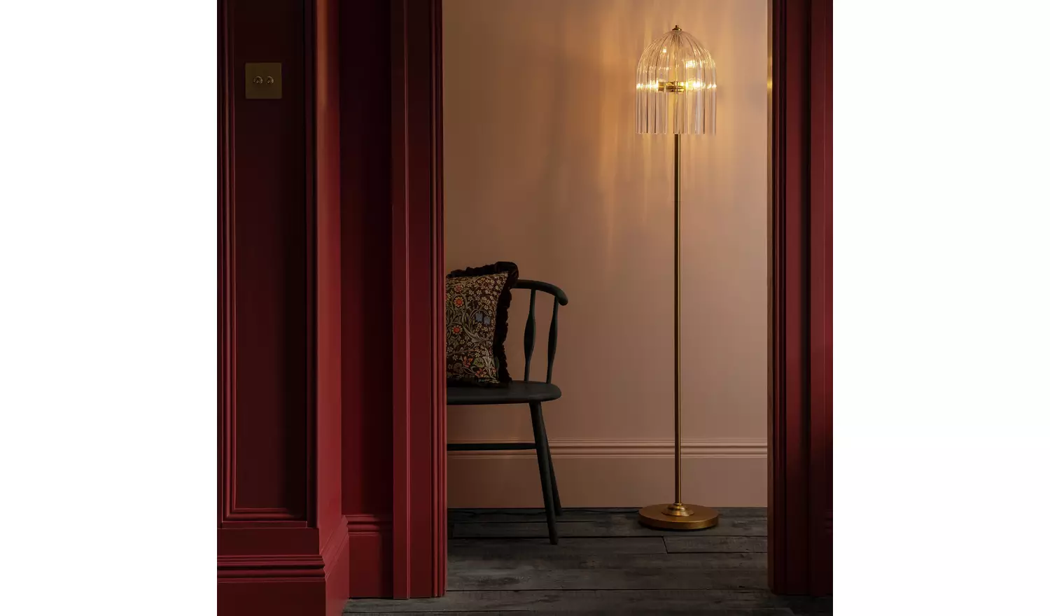 Habitat x Morris & Co. Glass & Brass Cloche Floor Lamp