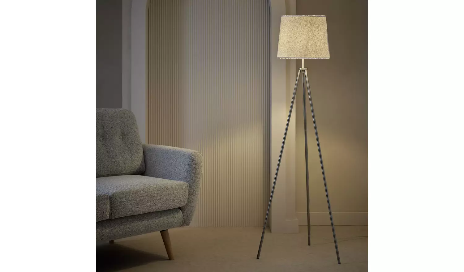 Habitat Metal Tripod Base Only Floor Lamp - Chrome