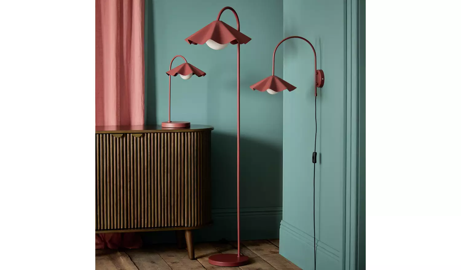 Habitat Yuno Pleat Floor Lamp - Red