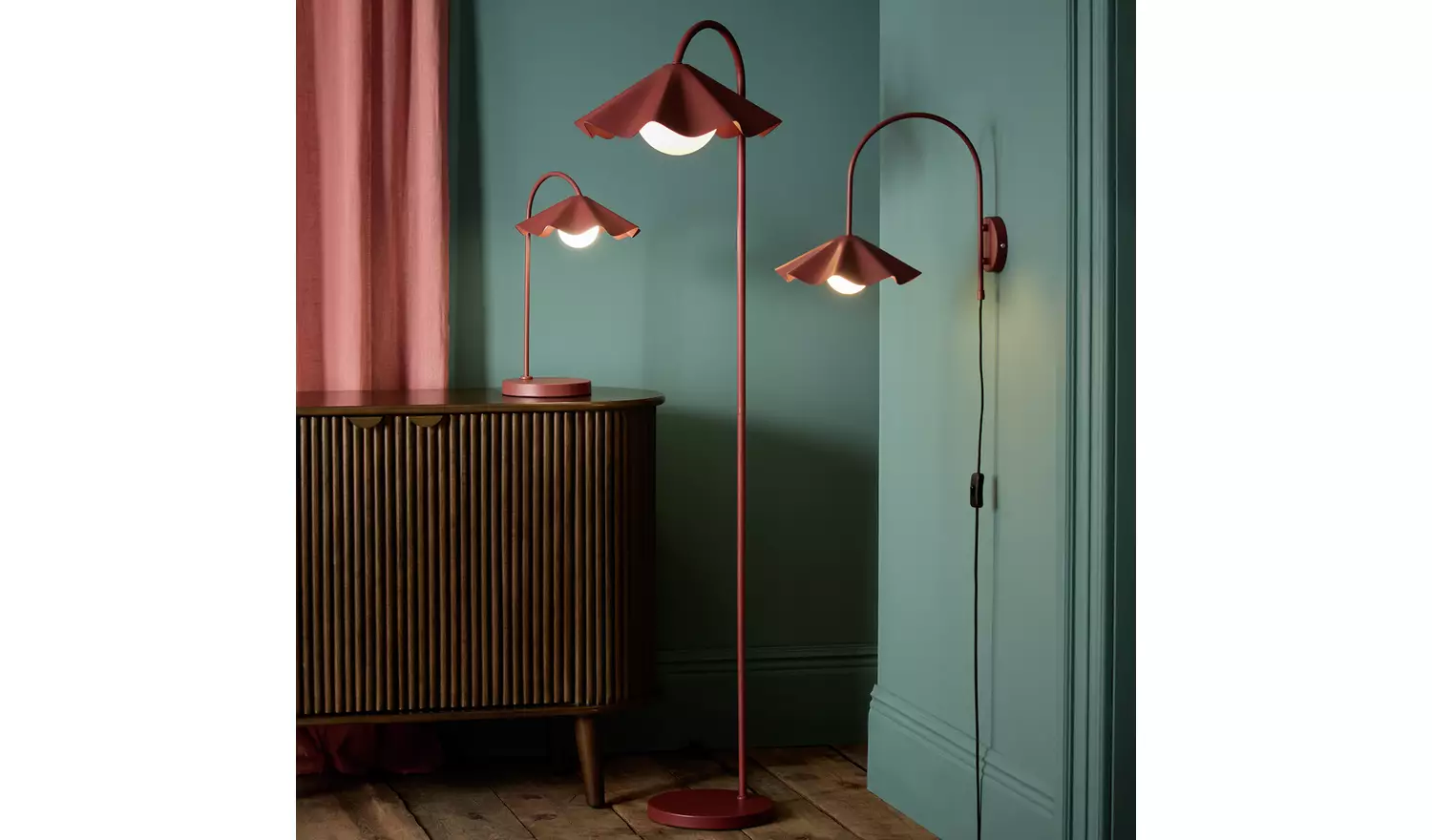 Habitat Yuno Pleat Floor Lamp - Red