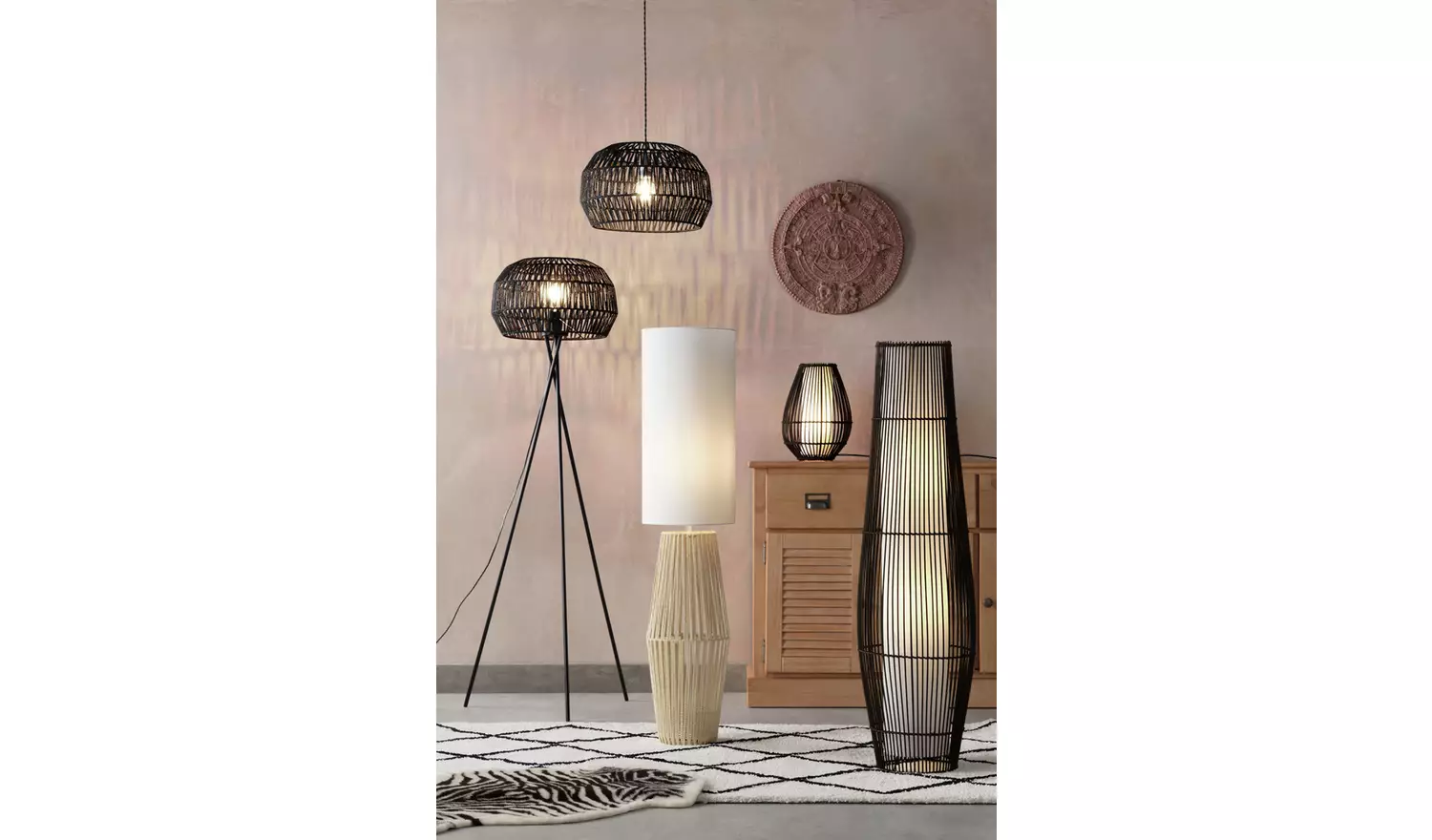 Argos Home Chocolate Rattan Floor Lamp