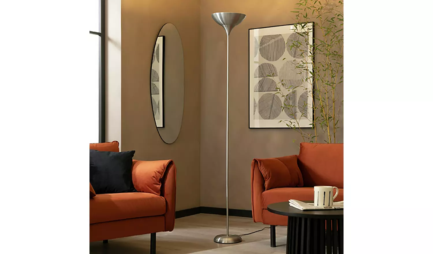 Argos Home Torchiere Uplighter Floor Lamp - Brushed Chrome