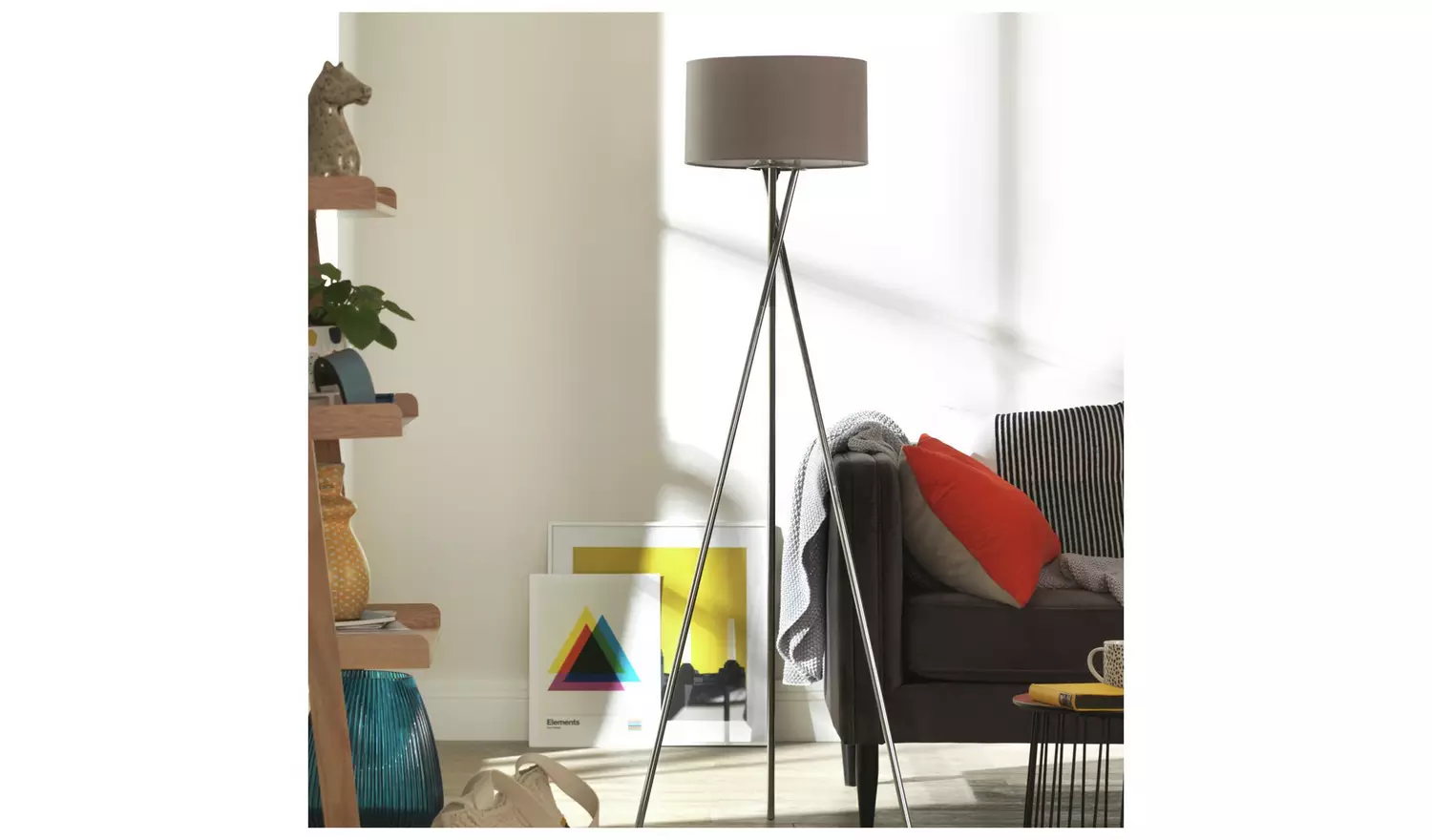 Argos Home Tripod Floor Lamp - Grey and Chrome