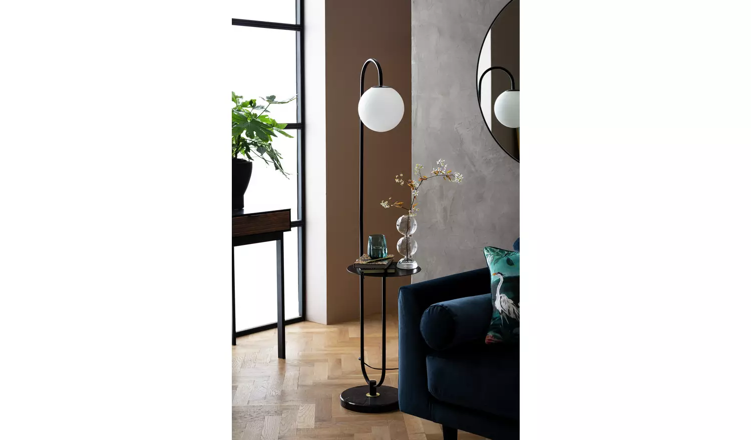 Habitat Sagara Opal Shelf Floor Lamp - Black