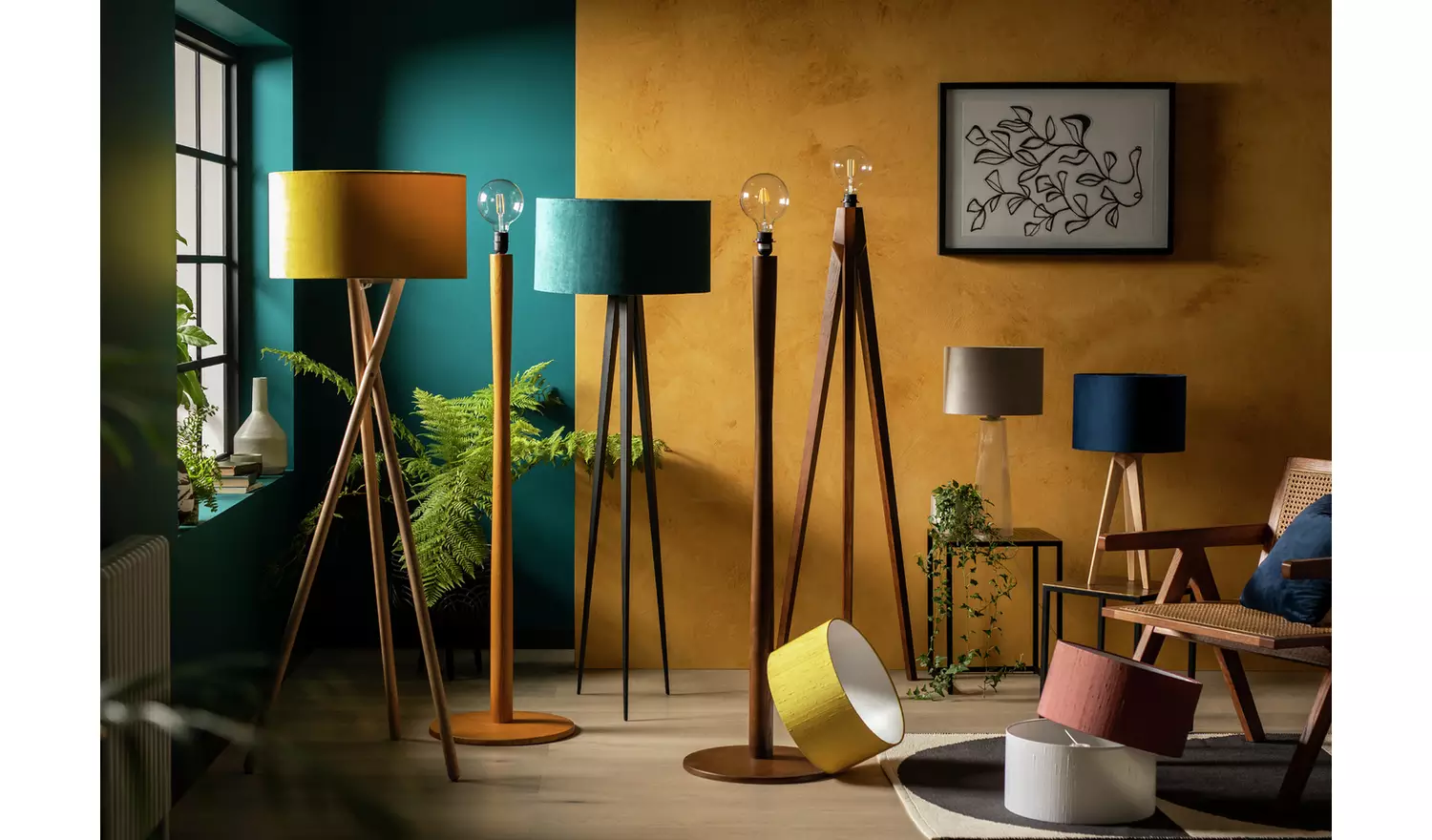 Habitat Tripod Floor Lamp Base - Walnut Stain