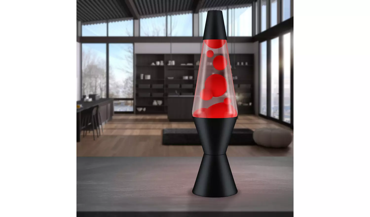 Lava 14.5in Black Lava Lamp - Red & Clear