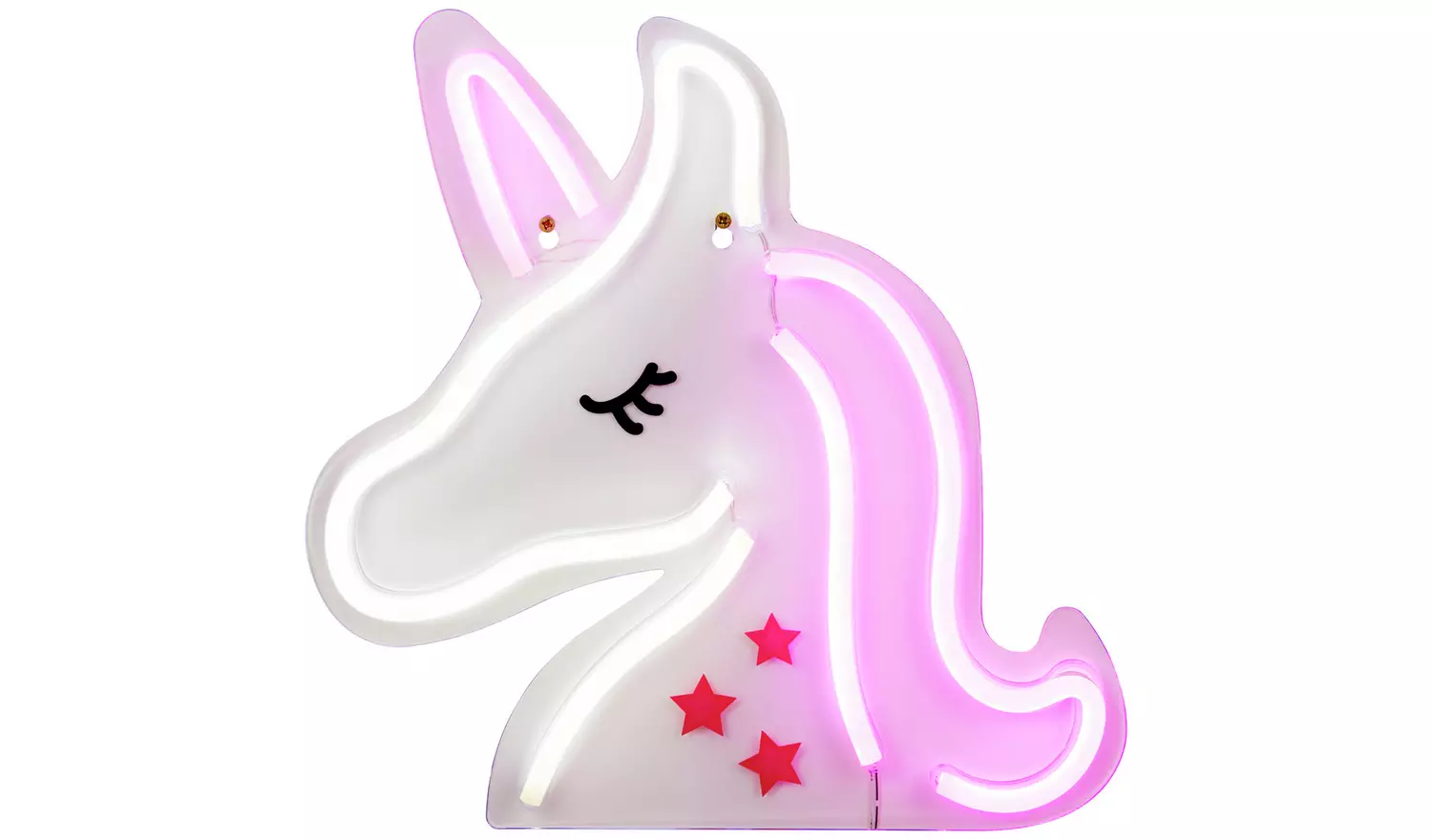 Glow Neon Effect Unicorn LED Kids Wall Light - White & Pink