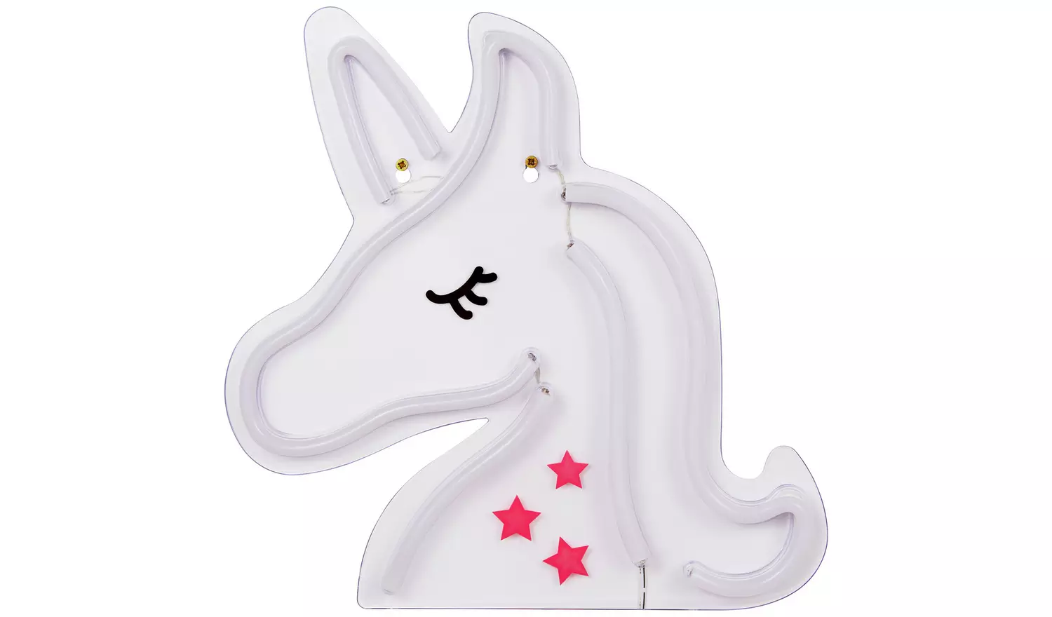 Glow Neon Effect Unicorn LED Kids Wall Light - White & Pink