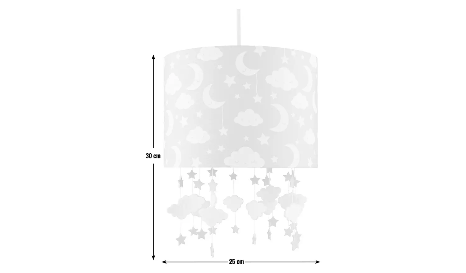 Argos Home Kids Grey Stars Easy Fit Drum Lampshade - 25cm