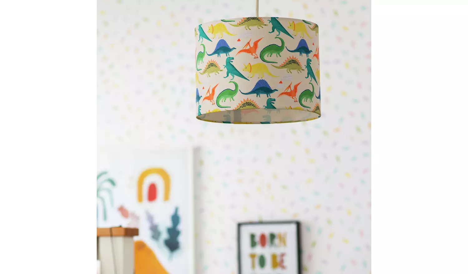 Argos Home White Dino Drum Lampshade - 25cm