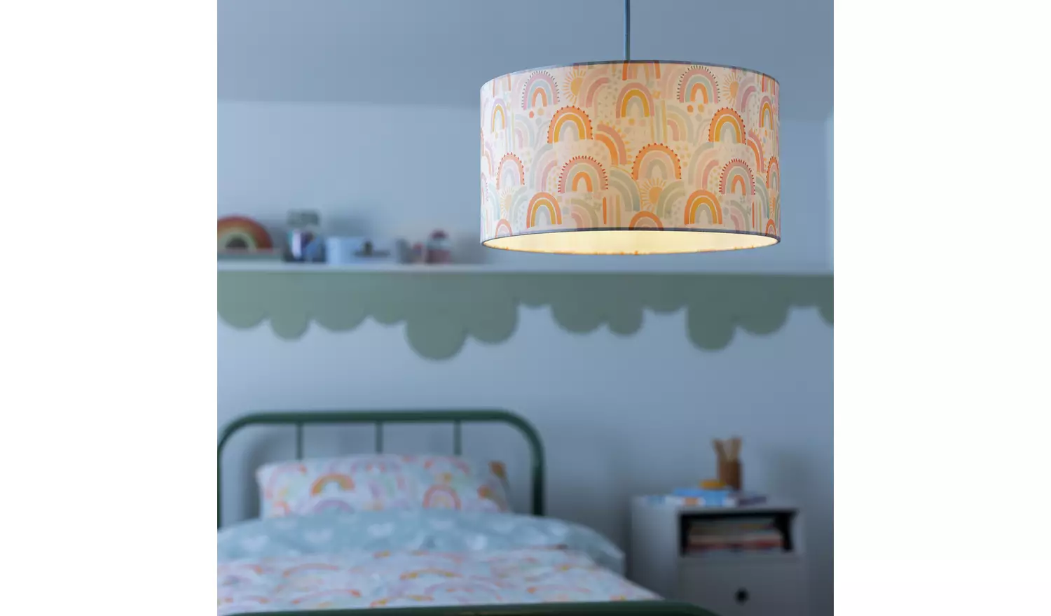 Habitat Kids Rainbow Printed Drum Shade - 35cm