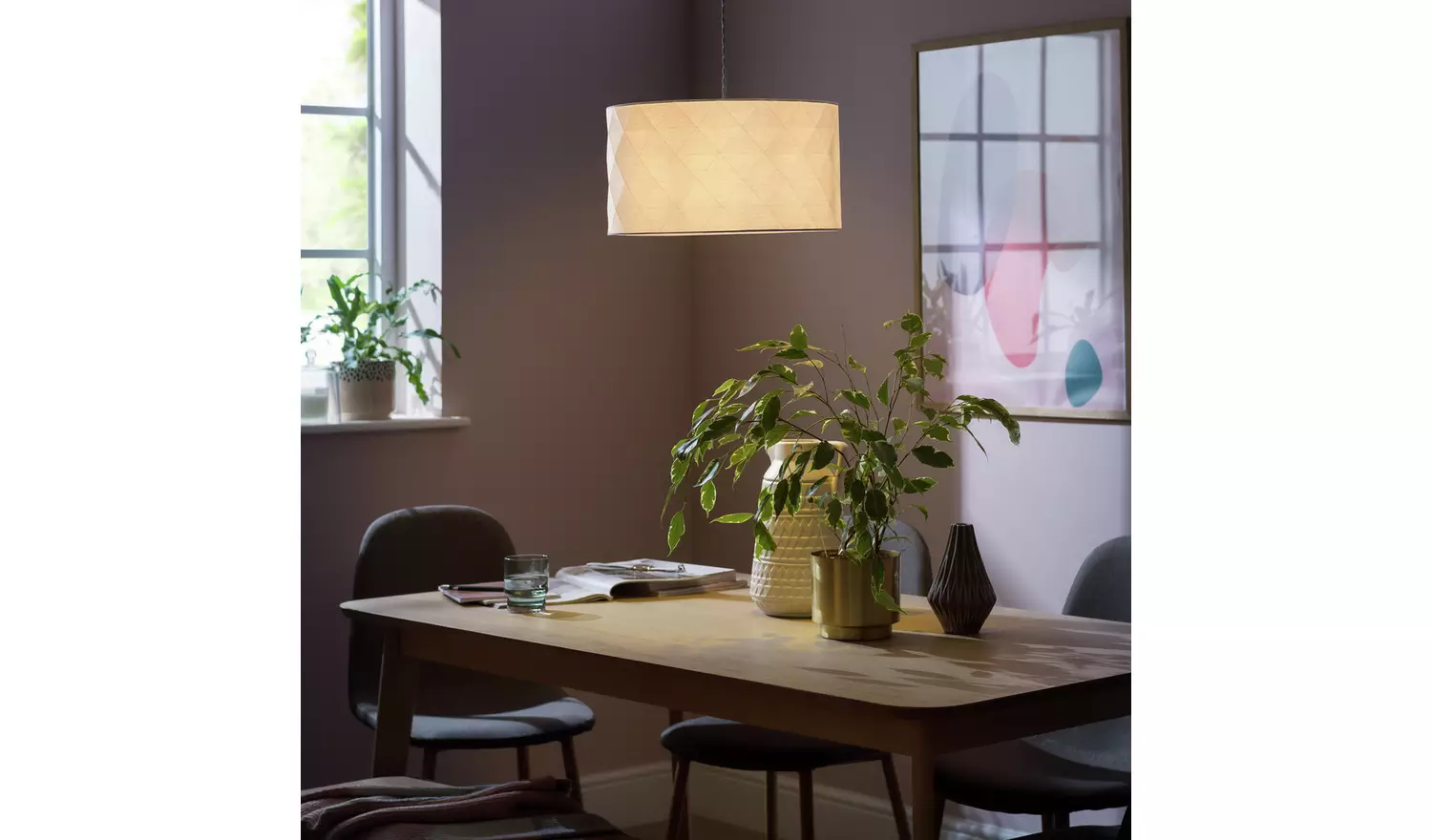 Argos Home Skandi Grey Geometric Easy Fit Drum Lampshade