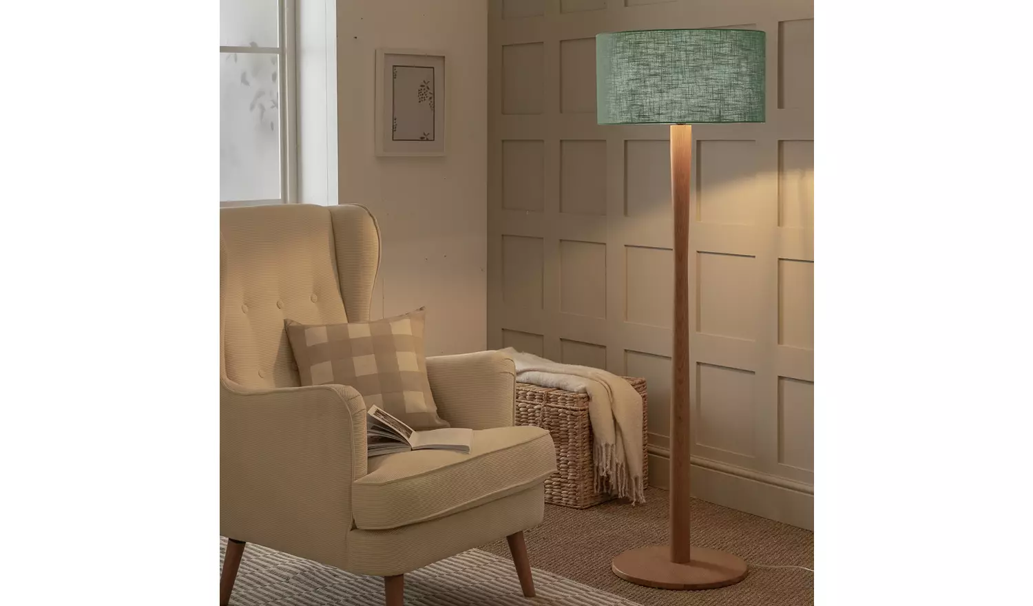 Habitat Sage Green Linen Effect Easy Fit Drum Lampshade-49cm