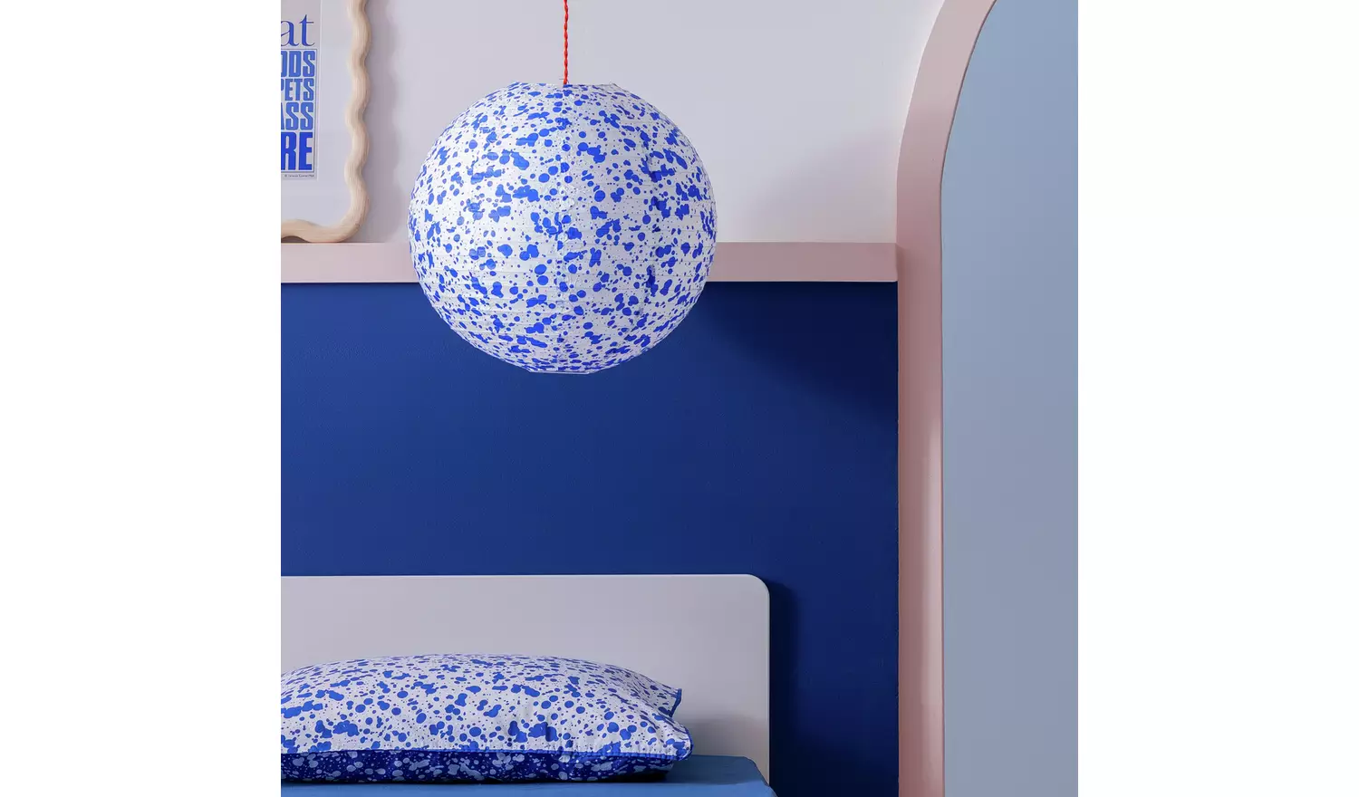 Habitat 60 Blue & White Patterned Easy Fit Paper Shade -50cm