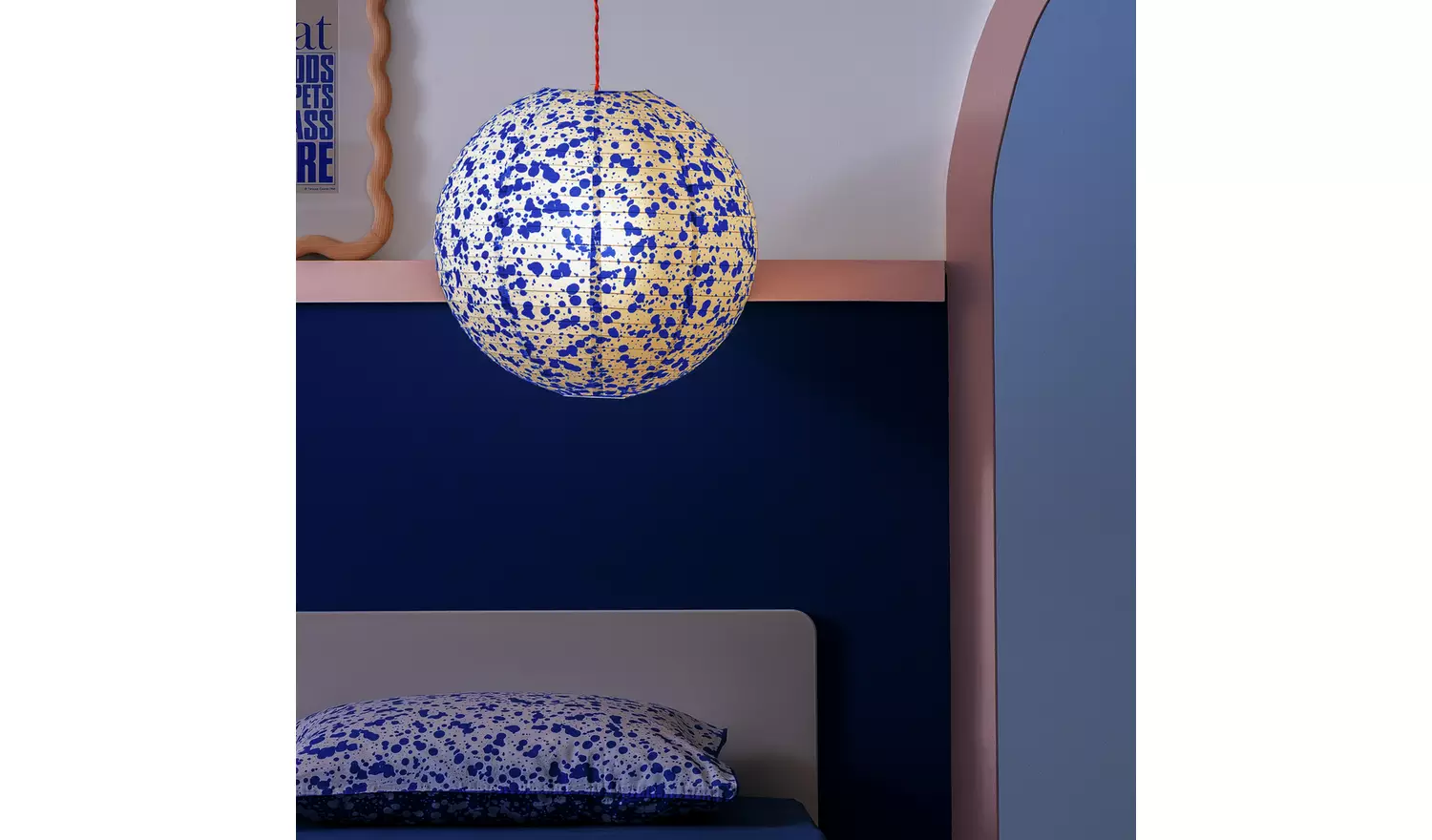 Habitat 60 Blue & White Patterned Easy Fit Paper Shade -50cm