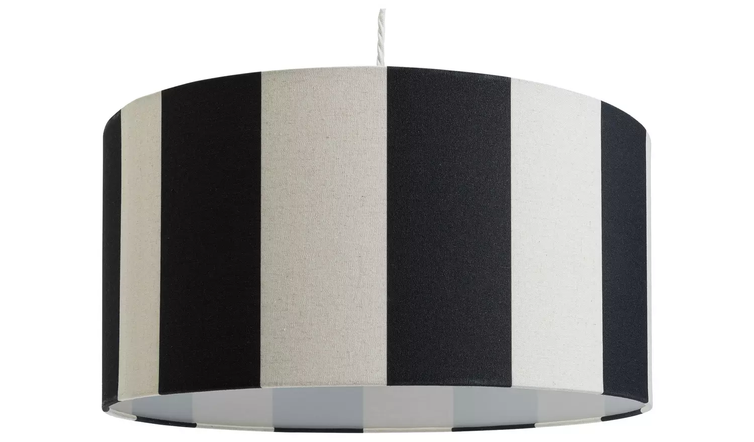 Habitat Black Stripes Faux Linen Drum Lampshade - 49cm