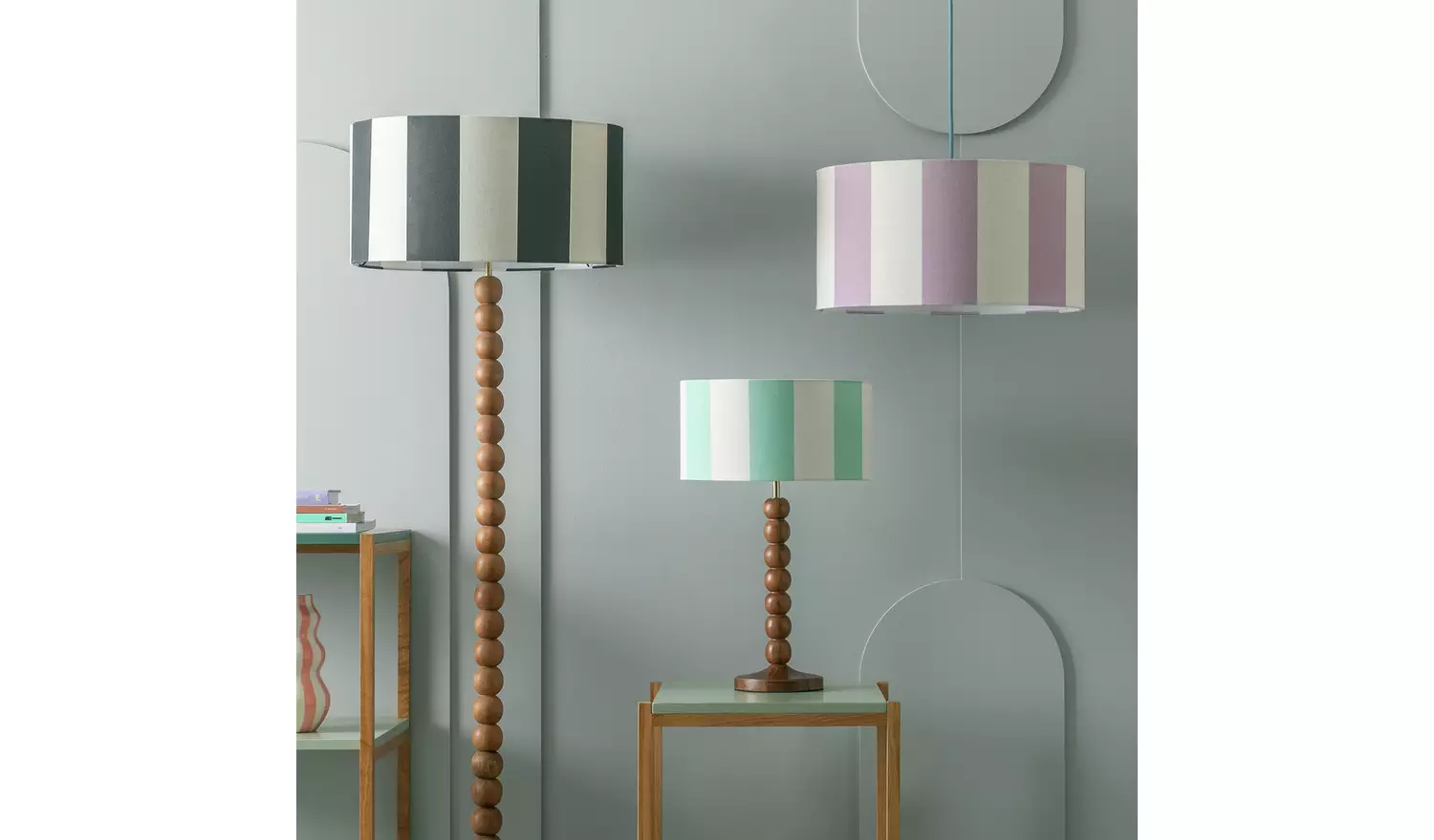 Habitat Black Stripes Faux Linen Drum Lampshade - 49cm