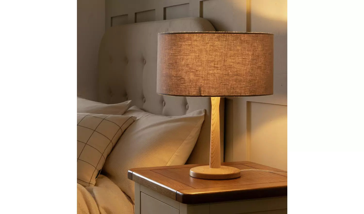 Habitat Grey Linen Effect Easy Fit Drum Lampshade - 35cm