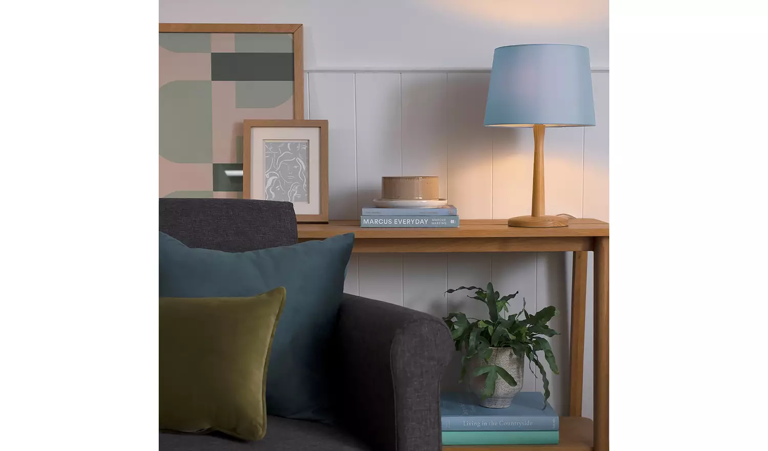 Habitat Blue Textured Easy Fit Tapered Lampshade - 30cm