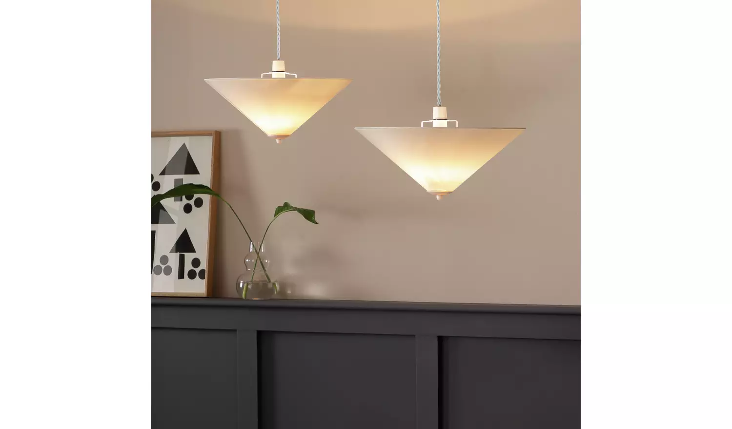 Argos Home Set of 2 Cream Conical Pendant Shades - 40cm