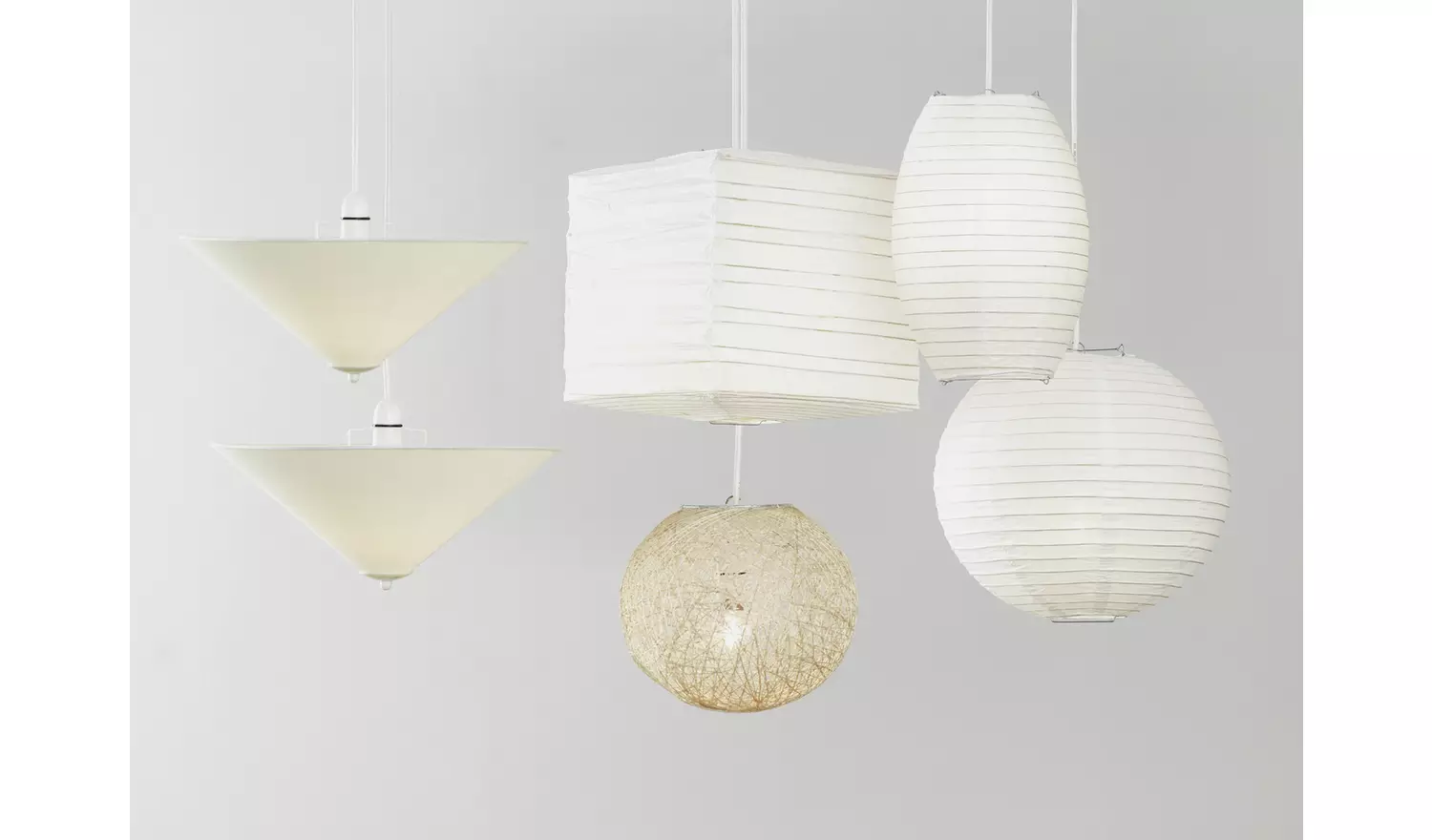 Argos Home Set of 2 Cream Conical Pendant Shades - 40cm