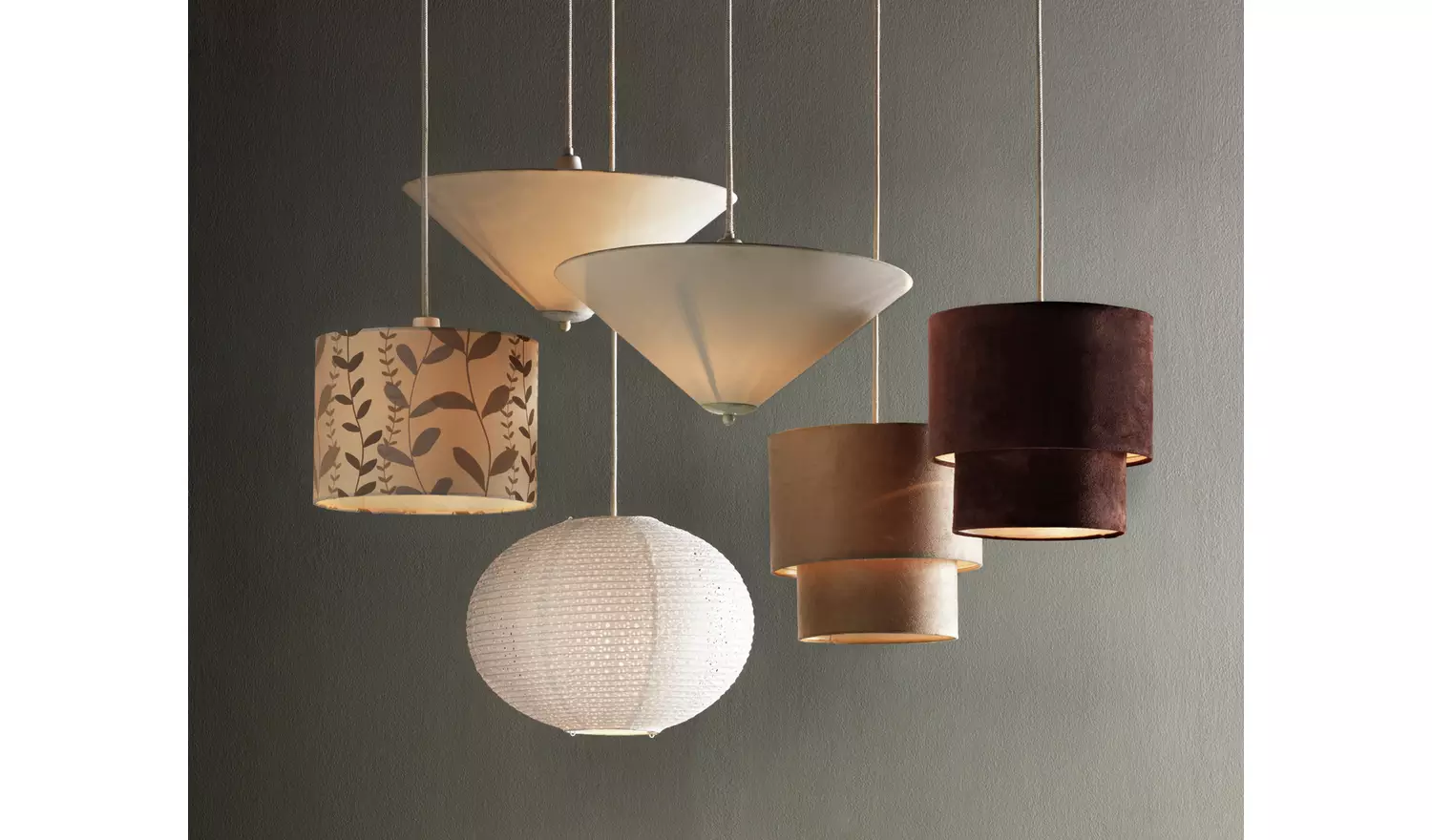 Argos Home Set of 2 Cream Conical Pendant Shades - 40cm