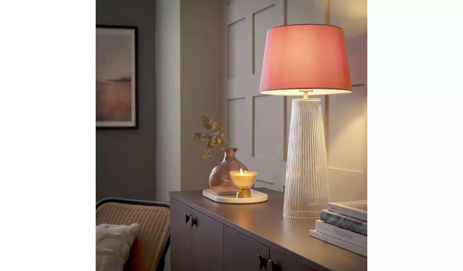 Habitat Pink Textured Easy Fit Tapered Lampshade - 30cm