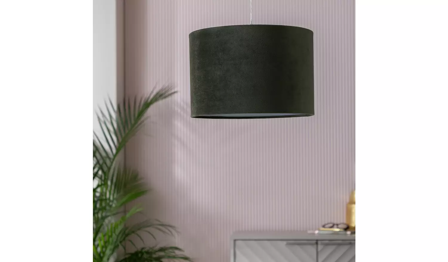 Habitat Green Velvet Easy Fit Drum Lampshade - 30cm