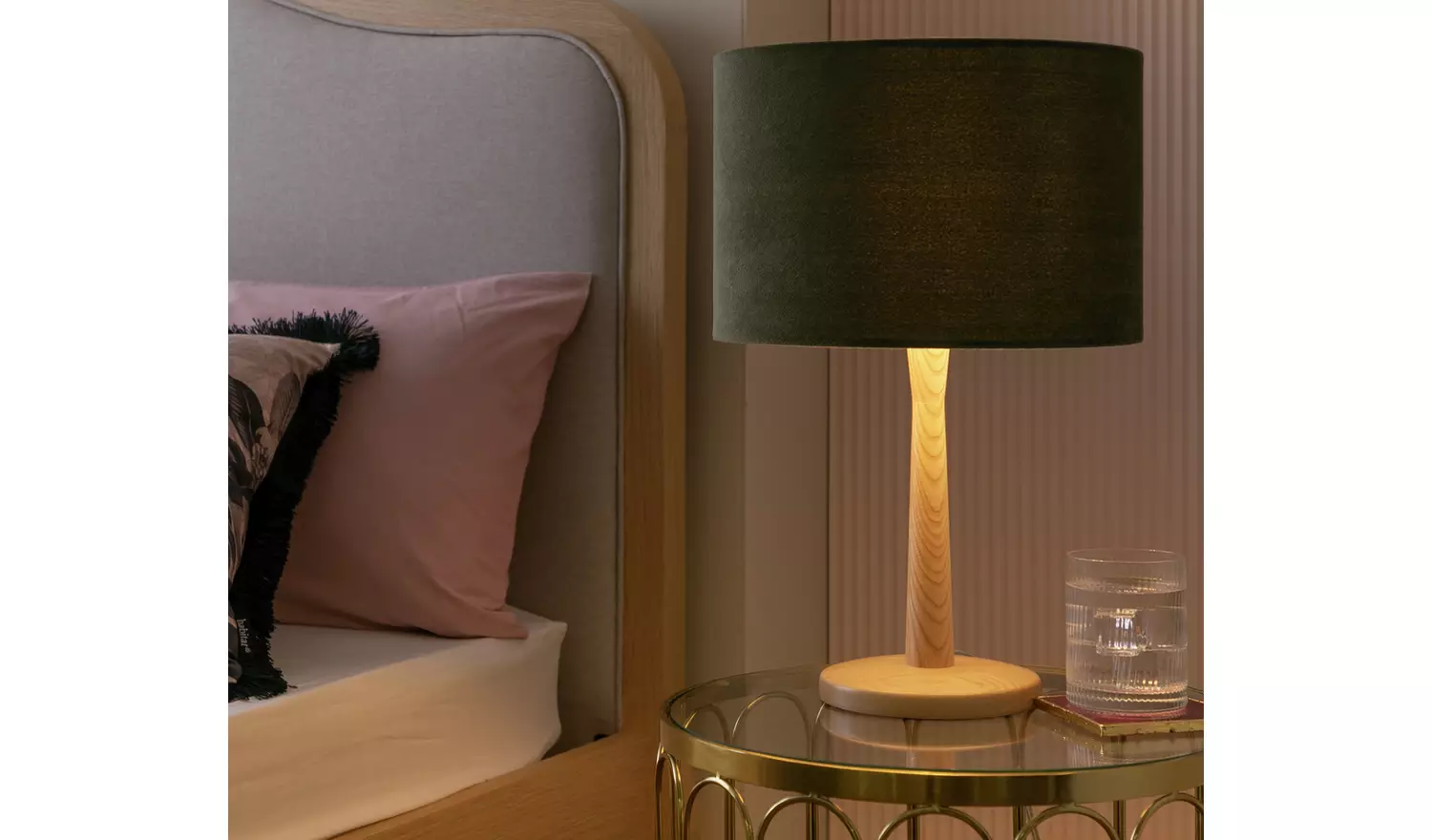 Habitat Green Velvet Easy Fit Drum Lampshade - 30cm