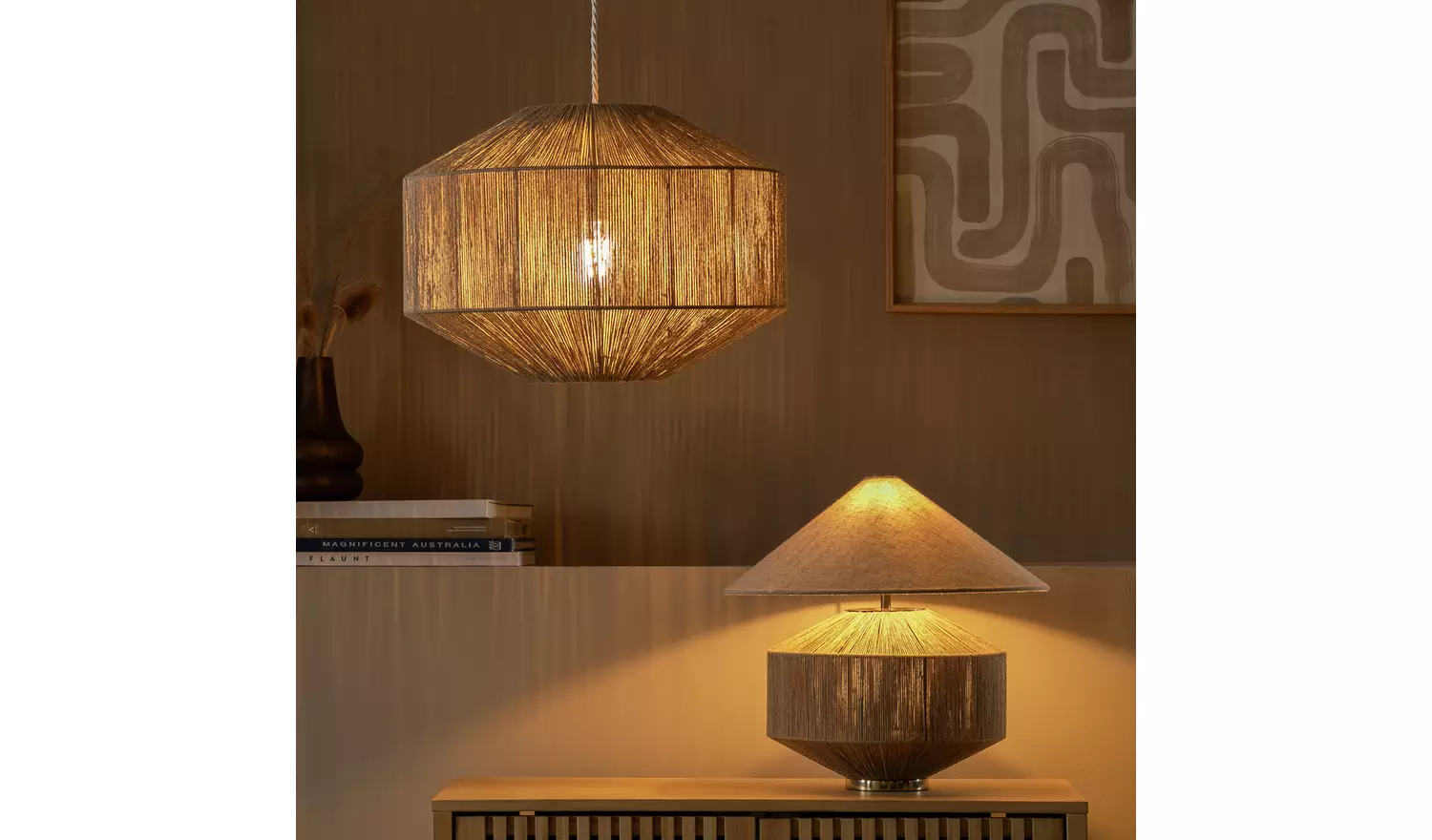 Habitat Jute Natural Oversized Easy Fit Lampshade - 45cm